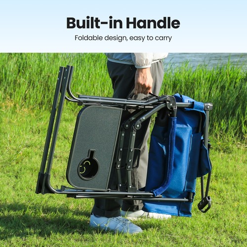 2Pack Heavy Duty Camping Chairs Adjustable High Back Director Chair w/Side Table - Picture 7 of 9
