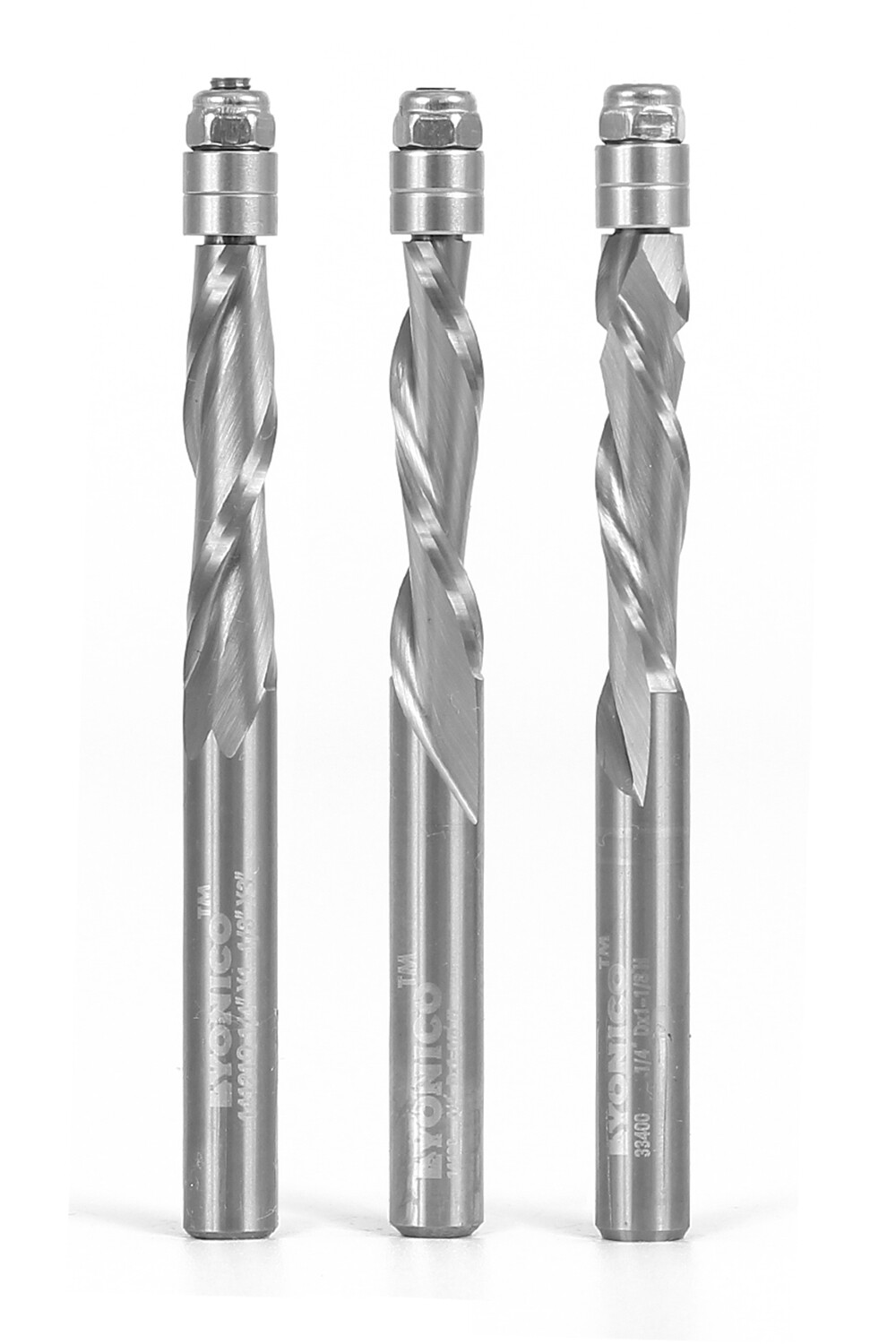 Flush Trim Solid Carbide Router Bit 3pc 1/4" X 1-1/8" - 1/4" Shank Yonico 14321q