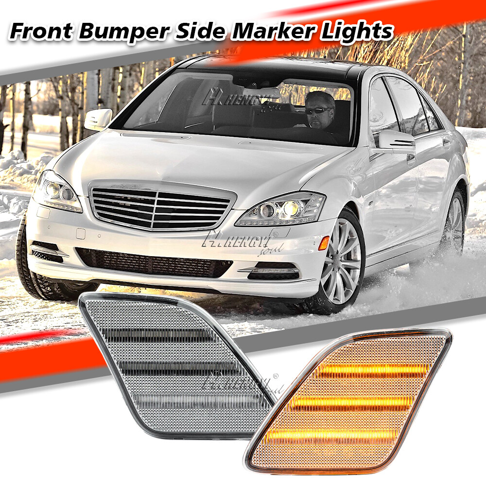 Clear Lens Amber LED Bumper Side Marker Light For 2010-13 Mercedes W221 S-Class