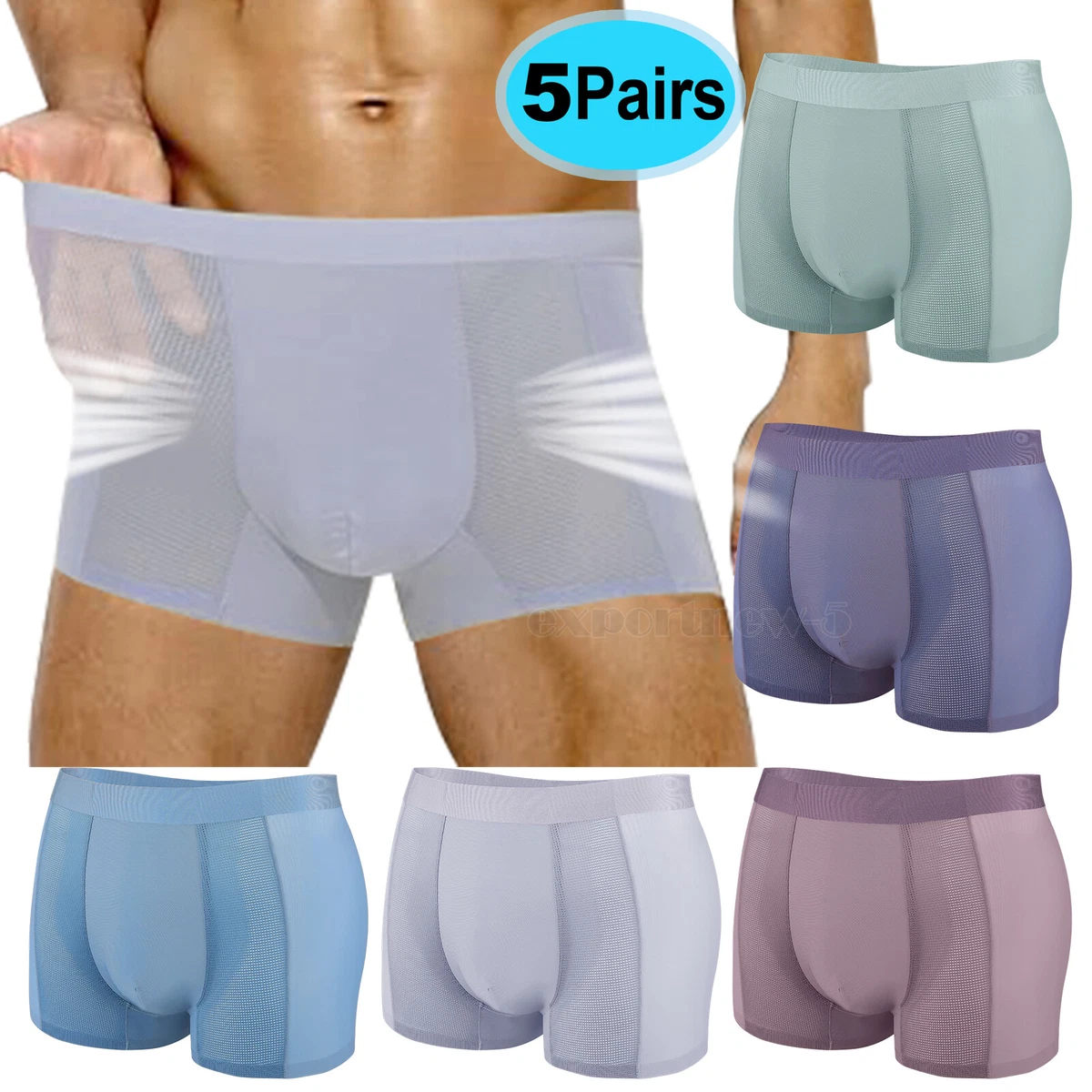 pieces Men's Underwear Trunks Boxer Briefs Breathable Soft  Moisture-Wicking