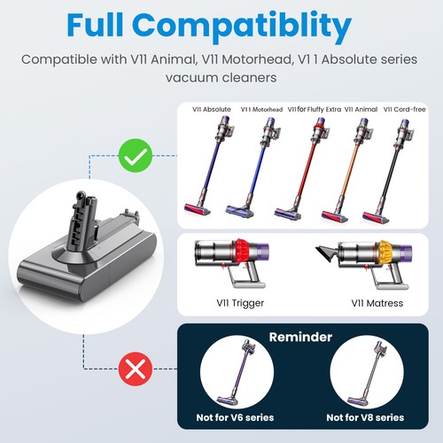 6000mAh Battery for DYSON V11 SV14 Absolute Plus Fluffy Cordless Vacuum Clearner - Picture 3 of 14