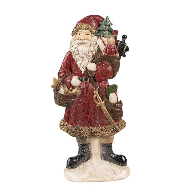 Clayre & Eef Figur Weihnachtsmann 12X4X24 Cm Rot Polyresin Weihnachtsdekoration-image