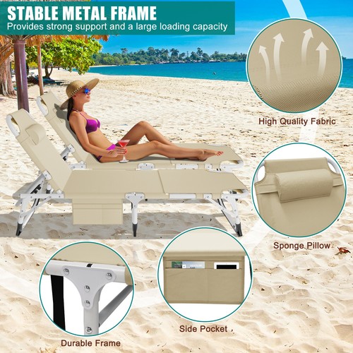 Silla salón patio exterior plegable reclinable playa piscina silla césped tumbona - Imagen 21 de 27