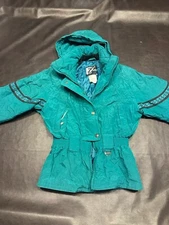 Tyrolia Skiwear Ski Jacket Insulated Turquoise- Womens 4 Blue Big Emblem