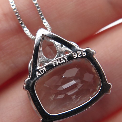 925 Sterling Silver Real Green Amethyst White Blue Topaz Box Chain Necklace 18" - Picture 7 of 8