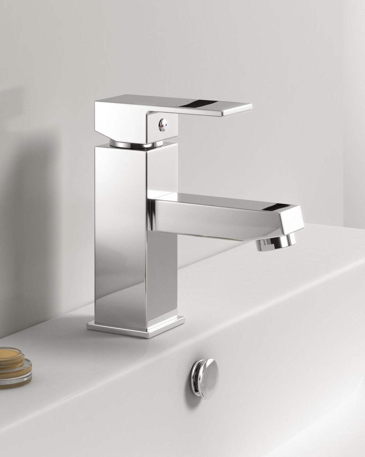Arda Monobloc Basin Mixer Tap, Cloakroom Tap with Click Clack Waste