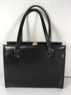 Leopold True Vintage Small Black Faux Leather Handbag
