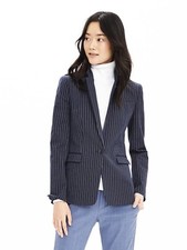 NWT Banana Republic Women s Pinstripe One-Button Blazer Color Preppy Navy Size 2