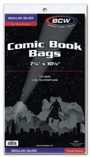 Pack of 100 Bags BCW Regular/Silver Comic Bags - THICK 7 1/4 x 10 1/2  CS143 