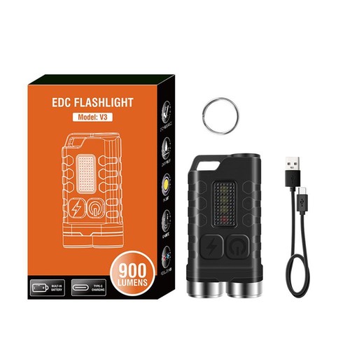 Mini EDC Flashlight 900LM USB Type-C Charging Keychain Light (Fluorescent White) - Photo 7/7