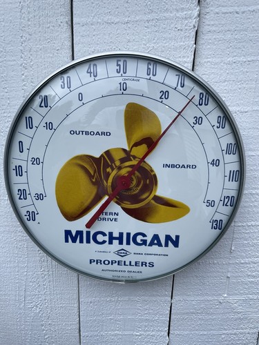 Vintage Michigan Propellers Thermometer Boat Dealers Advertising Sign - Picture 2 of 9