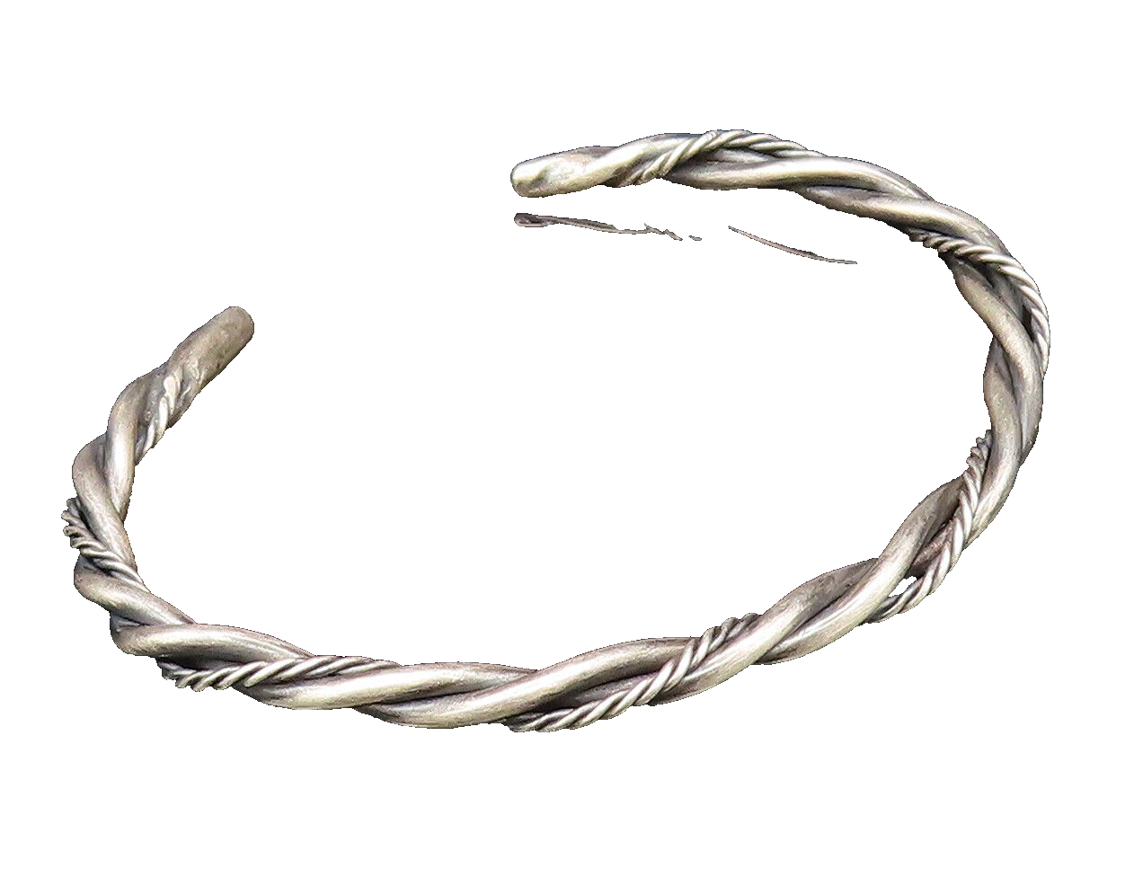 925 Sterling Silver Vintage Minimalist Twisted Cable Cuff Bracelet BT9729
