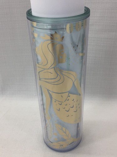 2020 Starbucks 16 oz Tumbler Mint Green Gold Mermaid Siren Clear Cold Cup - Picture 8 of 16
