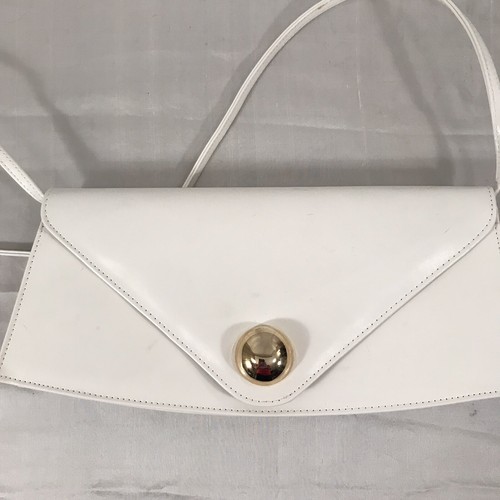 Women's Shoulder Bag White Faux Leather Envelope Crossbody Purse 13X7 EUC - Picture 3 of 7