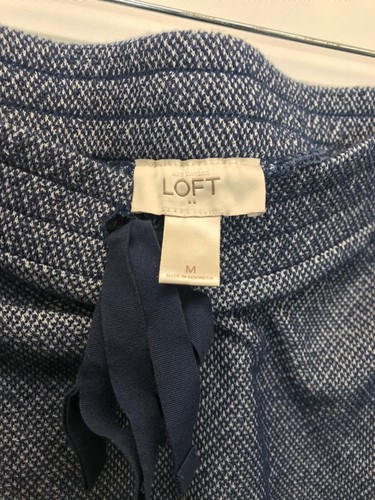 Ann Taylor Loft Skirt Women’s Size M Pockets Elastic Waist Blue Tie Front Knit - Picture 3 of 5