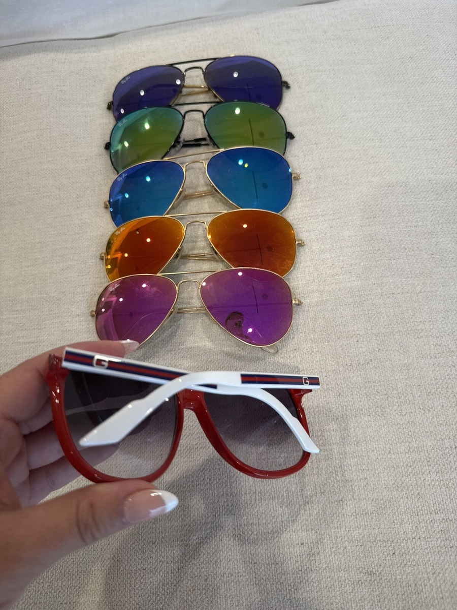 Ray Ban Sunglasses Aviator - Blue Mirror Lens W/ Matte Gold Frame