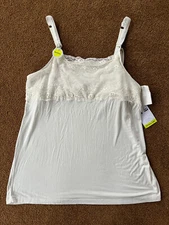 Pip & Vine Rosie Pope NWT ivory nursing cami sz L lace trim adjustable straps