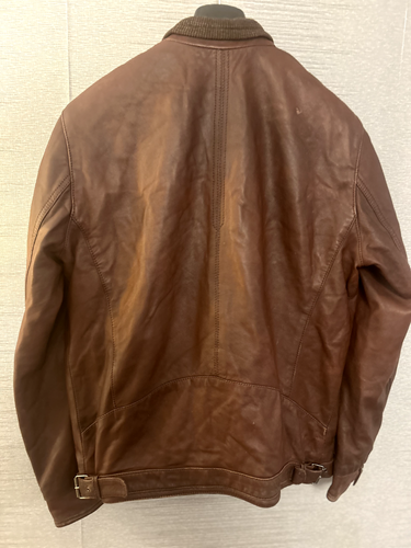 MENS MEDIUM PEDRO DEL HIERRO HEAVY BROWN LEATHER OR FAUX LEATHER JACKET - 第 4/7 張圖片