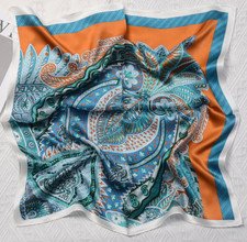 100 Silk Mulberry Scarf 53X53cm Women Square Bandana Wrap Peacock feathers new