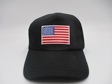 American Flag Hat Cap Black Adjustable Snap Back Mens Patch
