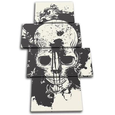 Skull Graffiti Decay Grunge Tattoo Rock Canvas Artwork Picture Print Wall