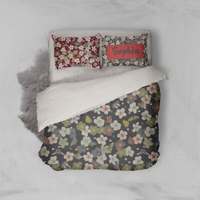 3D Butterflies Floral Pattern Quilt Cover Set Duvet Cover Bedding Pillowcases