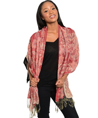 Bufandas tapiz pashmina para mujer mezcla de seda cachemira flecos beige 70X 26 - Imagen 8 de 12