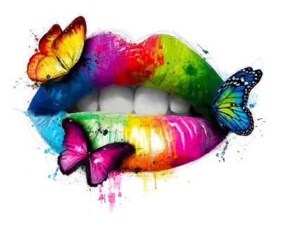Lippen Kuss DTF Bügeltransfer Bügelbild Applikation  für alle Stoffe