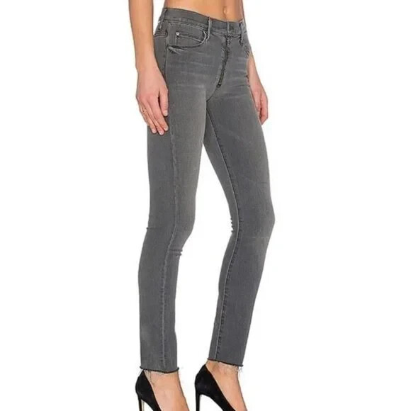 Mother The Stunner Ankle Friday the 13th Gray moon Button Fly Jeans Size 28x27