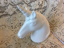 Unicorn White Porcelain Night Light Lamp 8"