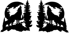 5" Wolf Howling Moon Forest Two Vinyl Decals Car Truck RV Window Mirror Camper