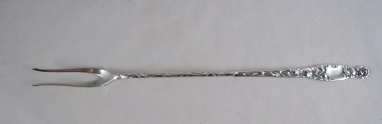 WHITING HERALDIC STERLING SILVER LONG HANDLE OLIVE FORK