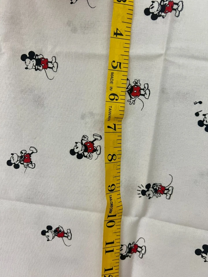 DISNEY MICKEY MOUSE Black White Small Mini Small FABRIC COTTON 44"x15" - Image 4 of 4