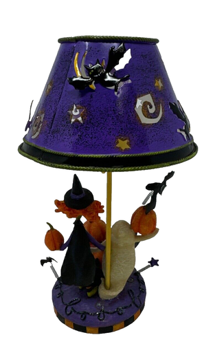 Tea Light Holder Witch Black Cat Ghost Jack-O-Lantern Removable Shade Halloween - Picture 3 of 8
