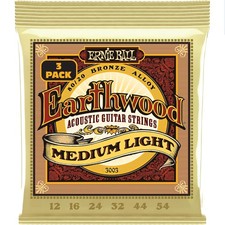 Ernie Ball Earthwood 80/20 Bronze Acoustic Guitar Strings 3-Pack - Medium Light