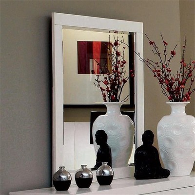 Coaster Jessica Contemporary Rectangular Wood Mirror in White