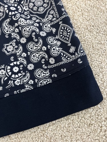 Lands' End Serious Sweats French Terry Sweatshirt Navy White Bandana Top Size M - Picture 11 of 11