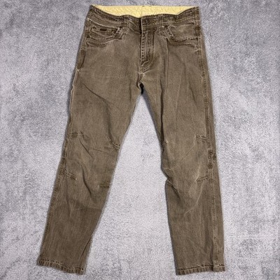Kuhl Riot Jeans Mens 34x34 BrownVintage Patina Dye Hiking Outdoor Stretch Denim