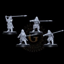 Dwarf Warriors with Spears X4 -28mm Fantasy Wargames  Diorama Miniatures