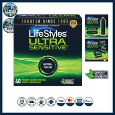 40 Count Ultra Thin Lubricated Latex Condoms for Maximum Sensitivity and Safety