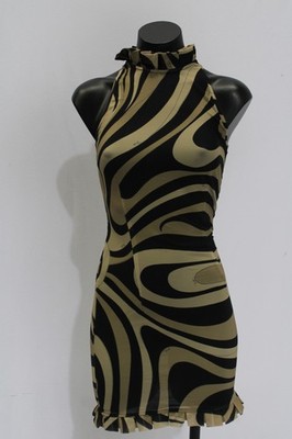 Pucci Womens Marmo Print Pleated Detail Mesh Mini Dress NC3 Beige Size 38 (US 2)