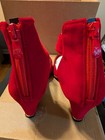 1 Pair Red Suede 3" Heels With Zipper Size 8 Open Toe  — photo 7