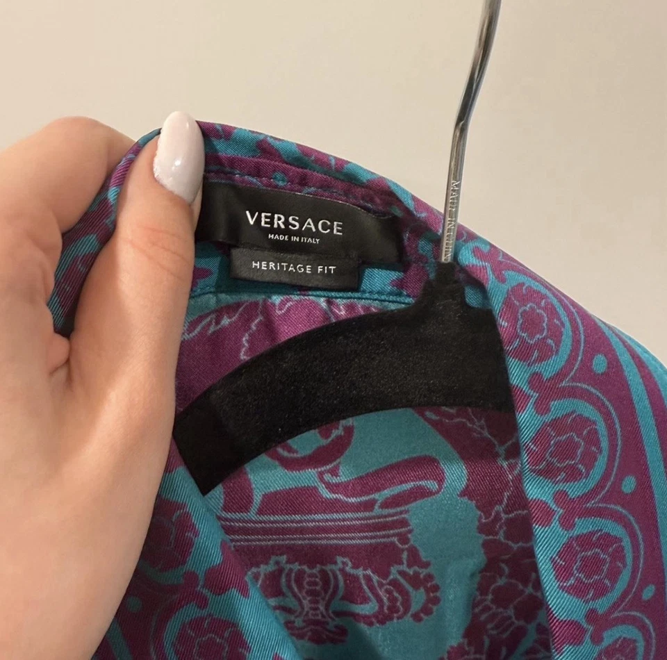 Camisa de seda auténtica para hombre Gianni Versace talla GRANDE (Italia)- ¡EXCELENTE! Foto 3 de 4