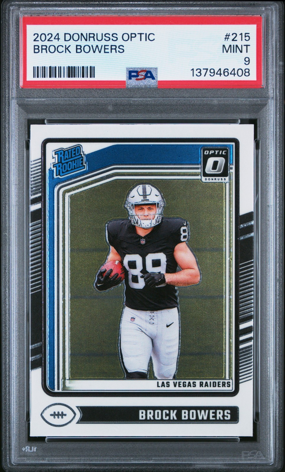 2024 PANINI DONRUSS OPTIC #215 BROCK BOWERS ROOKIE RC PSA 9