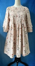 MADEWELL NEW Women's Pink Multi Floral Prairie Dress Pockets Pintucks Flared XS