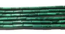 Natural Stone Malachite 8x20mm Rd. Tube (one 16" strand)