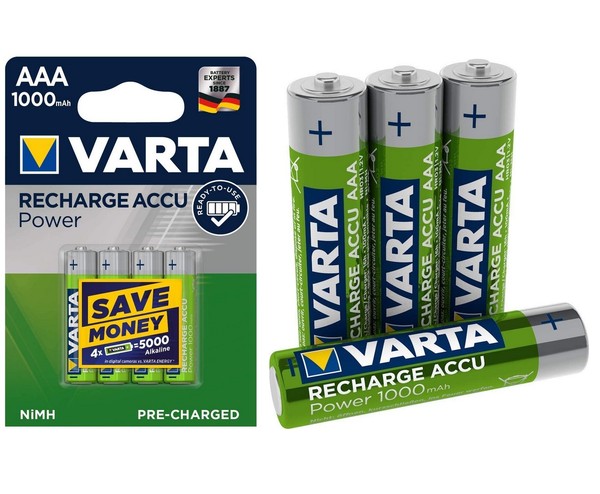 4X Original Varta Nimh Akku 1000Mah Micro Aaa HR03 4Er Blister Rechargeable Accu-image
