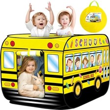 Pop Up Play Tent for Kids Aged 3-5 Years Old Boys and Girls : School Bus Yellow