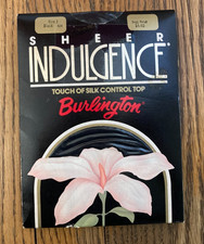 BURLINGTON SHEER INDULGENCE Pantyhose Nylon  Size 1 Black C02 Vtg 1989