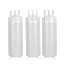 3pcs Seasoning Squeeze Bottles, 3 Hole Ketchup Mustard Dressing Squeeze Squir...